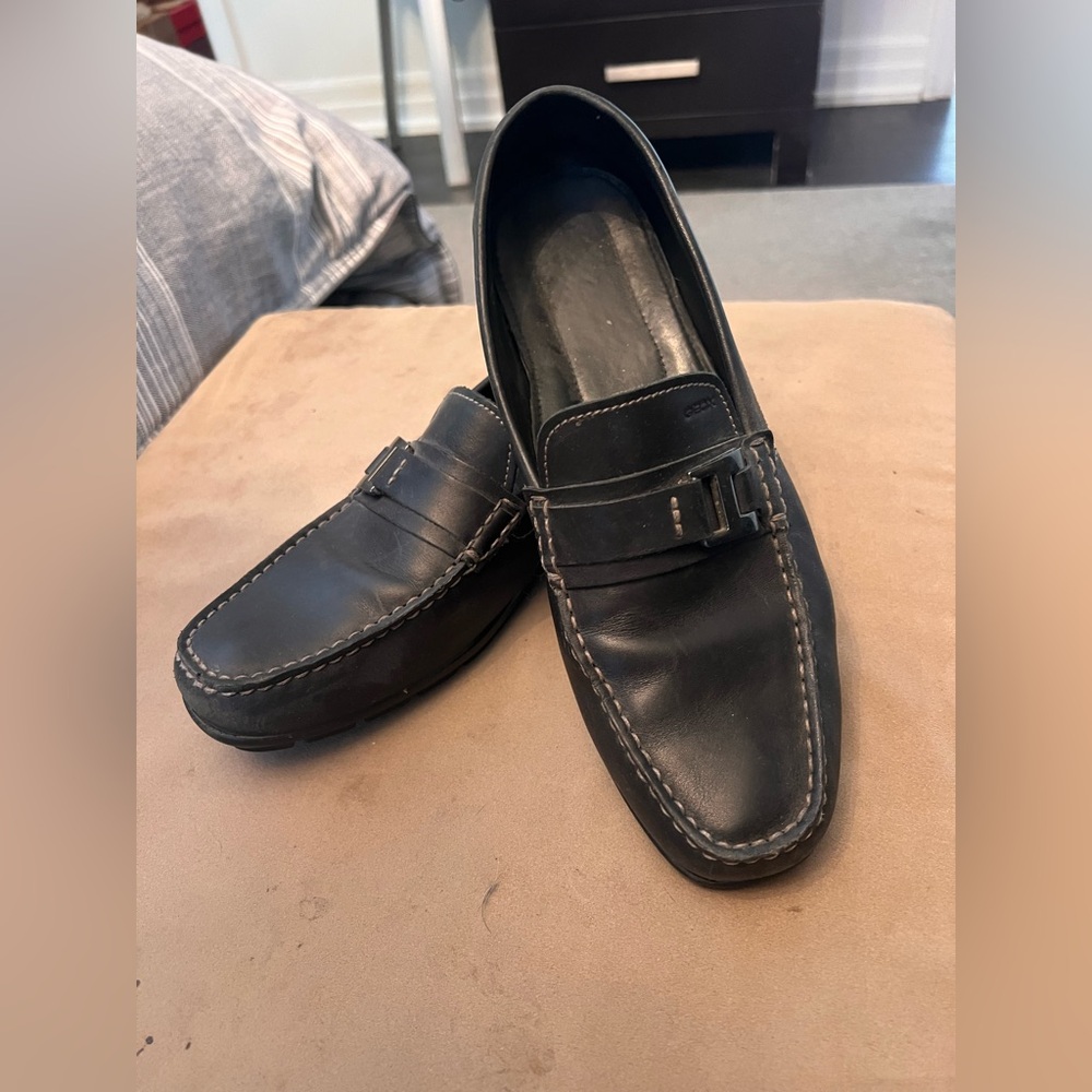 Geox Men's Dark Leather Slip-On Loafers